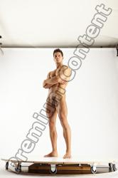 Nude Man White Muscular Short Blond Multi angles poses Realistic